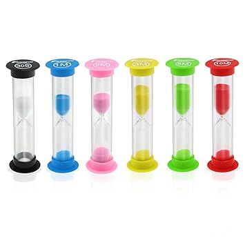 Foxnovo Sanduhren-Set, verschiedene Zeitintervalle, 30 Sekunden/1 Minute/2 Minuten/3 Minuten/5 Minuten/10 Minuten, 6 Stück