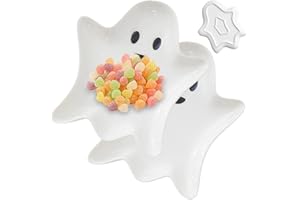 Halloween Plates 2Pcs Cute Ghost Ceramic Trays 5.1x4.4in Multipurpose Small Plates for Candy Dessert Snacks Jewelry Trinket D