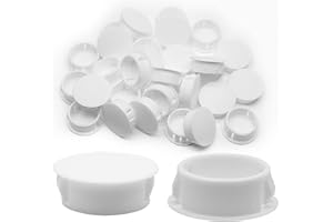 Auvotuis 50Pcs White Plastic Hole Plugs, 5/8Inch (16mm) Round Flush Mount Hole Plug Panel Plug Snap for Table, Chair, Furniture