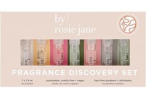 By Rosie Jane Discovery Perfume Set - 7 Piece Travel Size Perfume Set - Gift Set Includes Scents Rosie, Dulce, Missy, Remi, Leila Lou, Dylan & Lake - Clean Perfume for Women (7 Count)