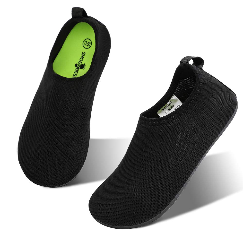 Photo 1 of HIITAVE Kids Water Shoes Non-Slip Quick Dry Swim Barefoot Beach Aqua Pool Socks for Boys & Girls Toddler Black 12-13 M US Little Kid