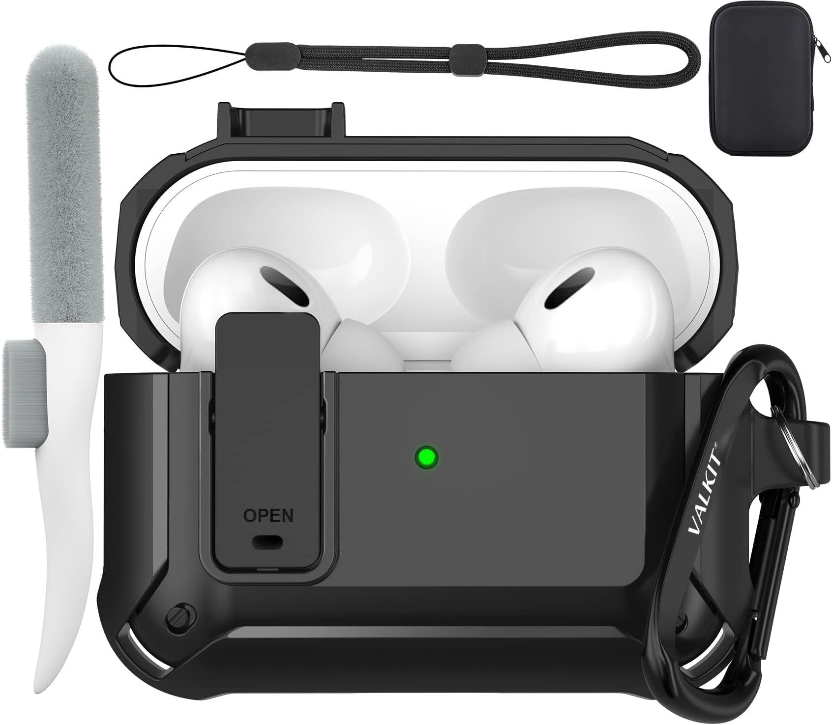 Photo 1 of Valkit Compatible Airpods Pro 2nd/1st Generation Case Cover with Cleaner Kit, Military AirPod Pro 2 Case with Lock & Lanyard Cool Shockproof Protective Case for Airpod Pro Gen 2nd/1st(2023/2022/2019)
