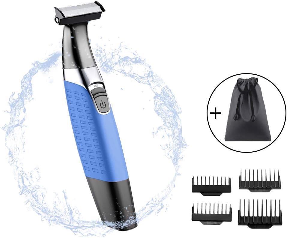 Electric Shaver Hybrid Precision Beard Trimmer Waterproof Men Facial Grooming Kit Wet and Dry USB Rechargeable Electric Shaving Razor with 4 Guide Combs Cleansing Brush and Carrying Case (Blue)