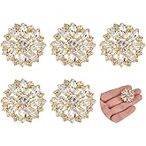 FINGERINSPIRE 6 Pcs Flower Alloy Rhinestone Shank Buttons 1inch Light Gold Crystal Rhinestone Buttons with 1-Hole Crystal Color Sew On Buttons Flat Back for Wedding Party Clothing DIY Decorate