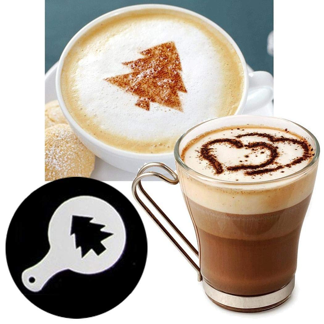 Fanala 16Pcs Cappuccino Coffee Stencils Templates Strew Flowers Duster Spray Model Pad Outdoor Cooking Tools & Accessories