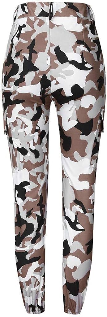 Women Summer Modal Camouflage Sports Fitness Yoga Leisure Cargo Pants: Clothing