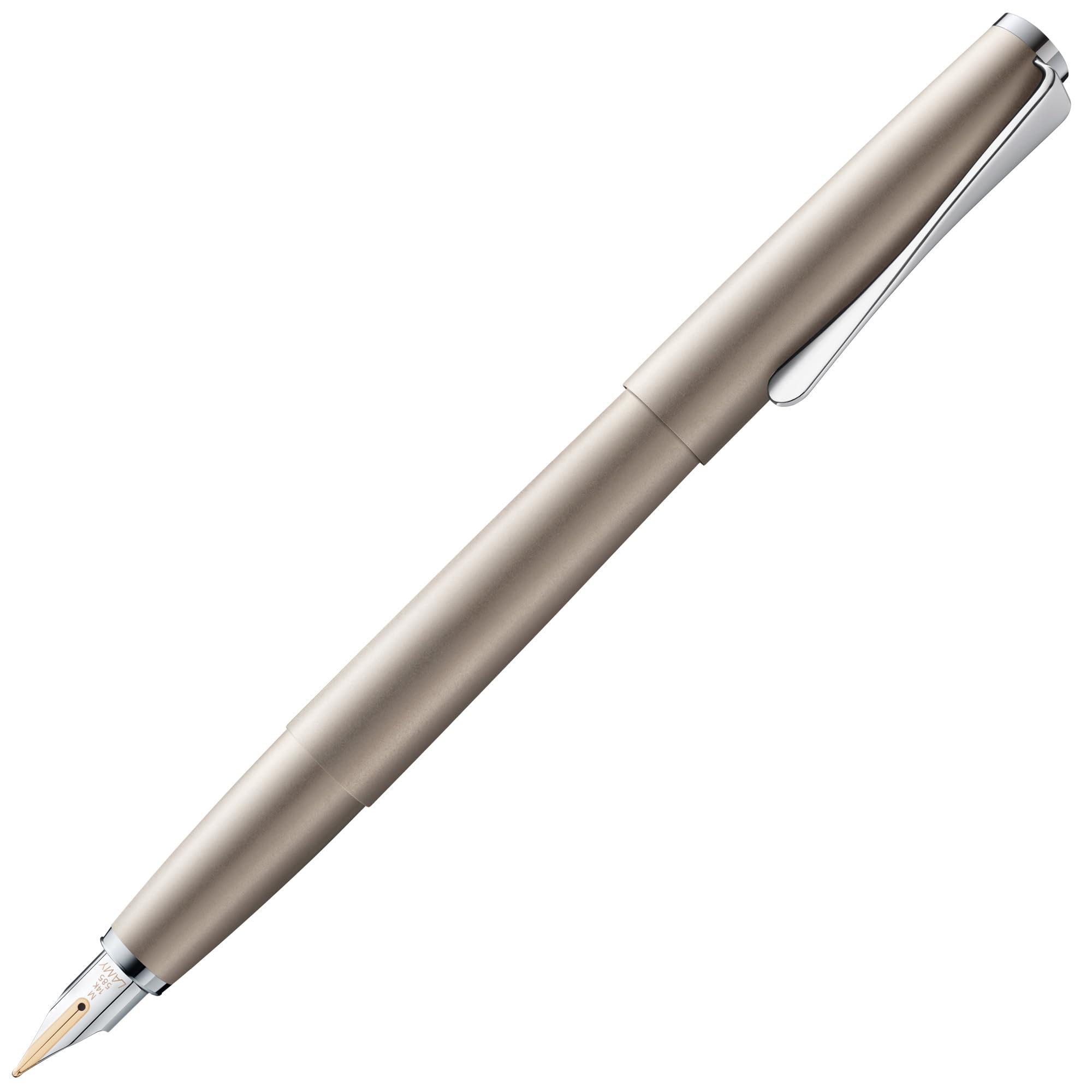 Lamy studio Palladium - Fountain Pen in elegant metal body - 14 ct. gold nib, partially platinum-plated & in nib size F - incl T 10 blue ink cartridge