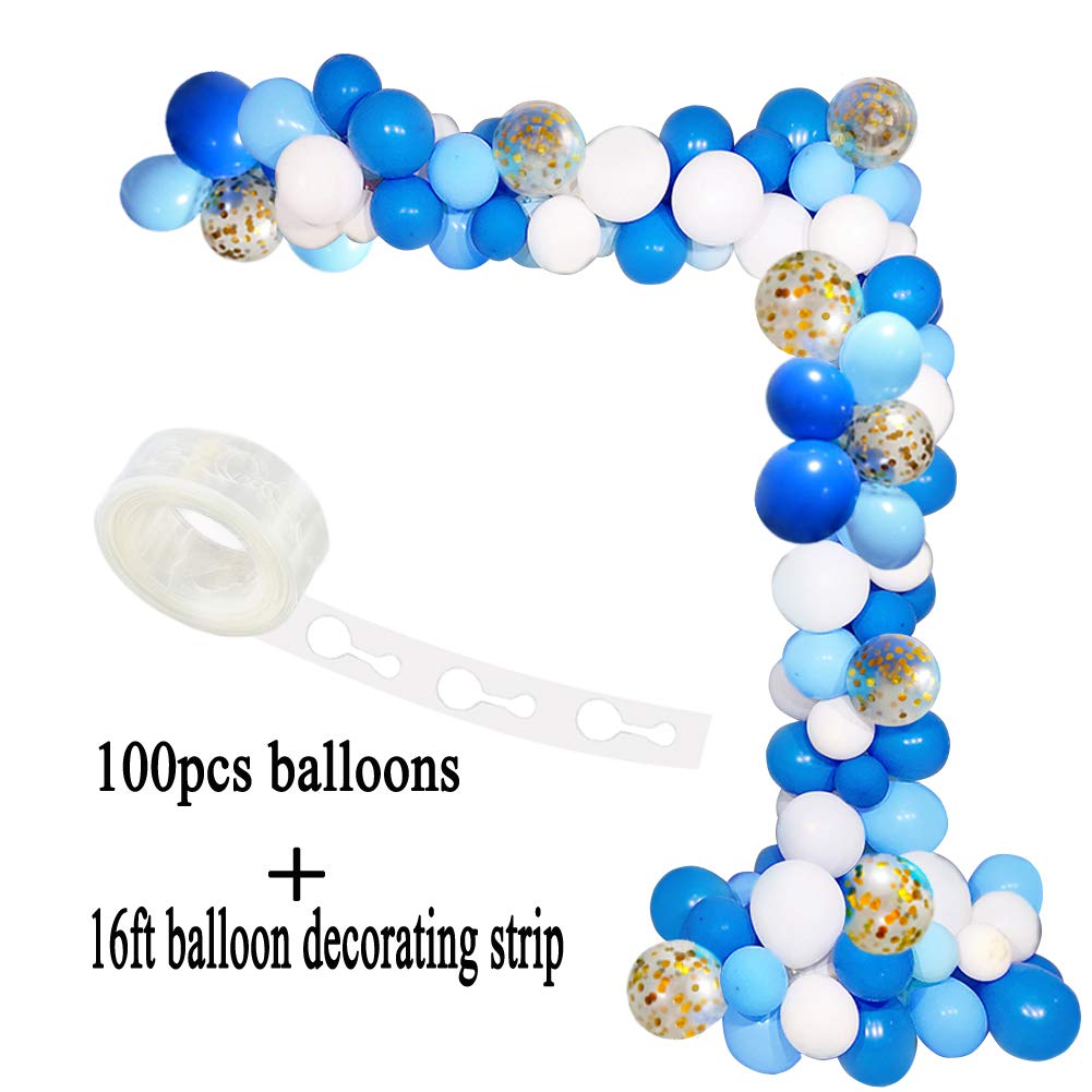 Amazoncom CREATEASY Blue Balloon Arch Garland Kit White Gold