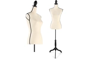 DRDINGRUI Female Dress Form,Sewing Mannequin Body, Torso Body with Tripod Wood Base for Clothes Display,Window Display