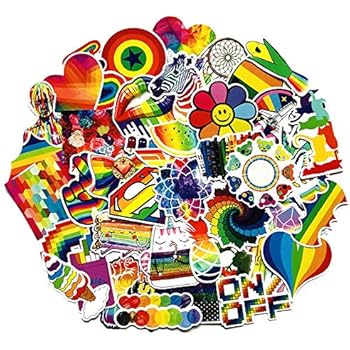 Ratgoo 60 Pcs Rainbow Gay Pride LGBT Lesbian Peace Graffiti Stickers for Desk Water Bottle Hydro Flask Bluetooth Speaker Skateboard Surfboard BMX Snowboard Computer MacBook Laptop Phone Case Helmet