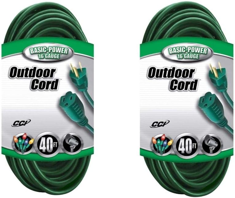 Coleman Cable 02356-05 40-Feet 16/3 Vinyl Landscape Outdoor Extension Cord, Green - - 
