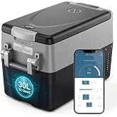 Loumernhant 32QT Car Refrigerator,12v Electric Portable Car Fridge Freezer with App Control,Dual-Zone Storage,68℉ to -4℉,Cooler Refrigerator for Automotive,Camping,Fishing,Travel &amp; Home Use