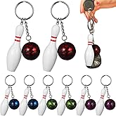 DECHOUS 10Pcs Bowling Pin Keychains: Acrylic Bowling Pin and Balls Keychains Party Favors Team Athletes Souvenir Key Rings for Sports Events Bags Backpack