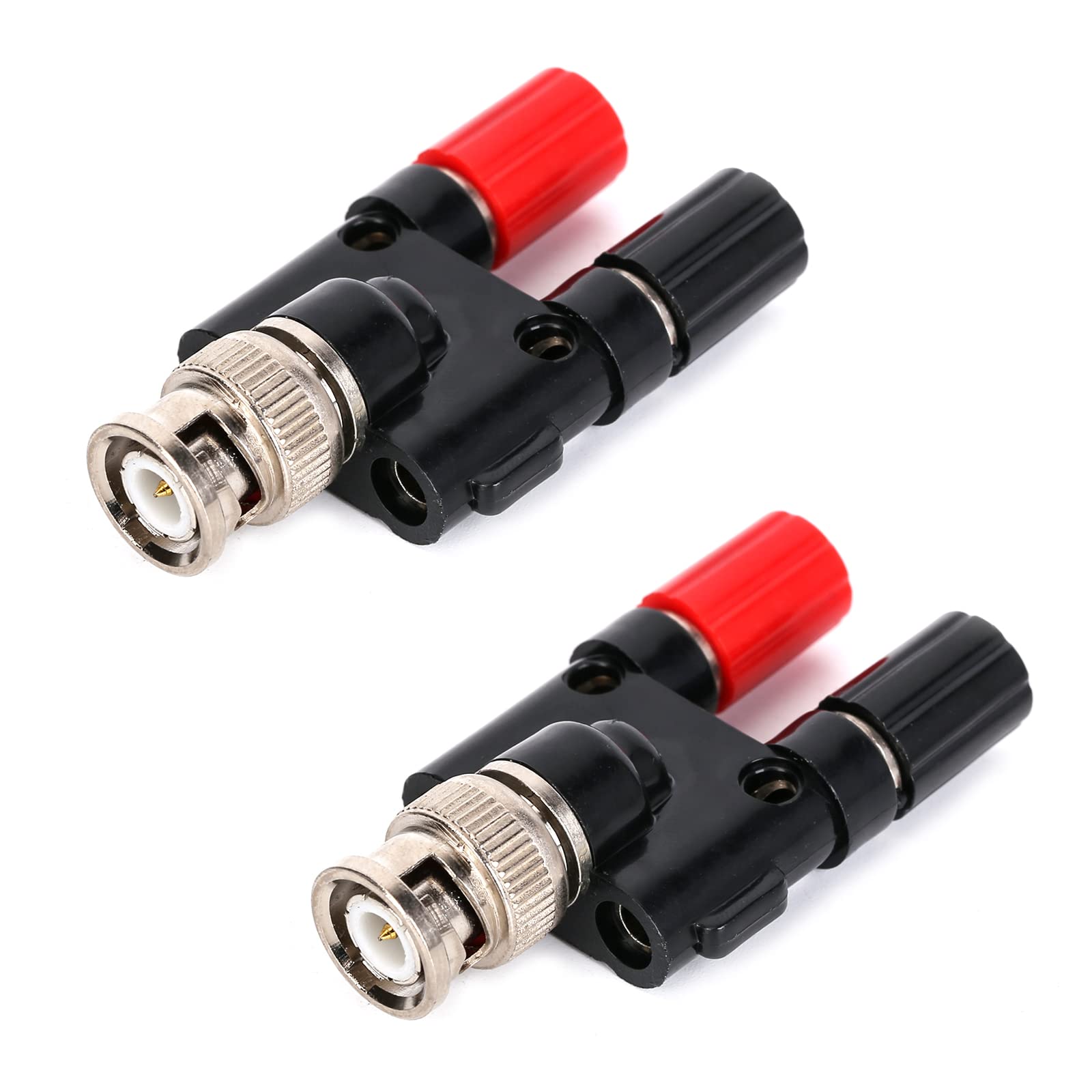 Ruimou 2Pcs 50Ω BNC Male Plug to Two 4mm Banana Female Jack Socket Coaxial RF Connector for Radio Digital Communication Video