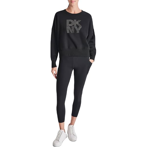 DKNY Women's Cowl Neck Cropped Pullover Hoodie – Drawstring Hooded Sweatshirt For Casual Wear