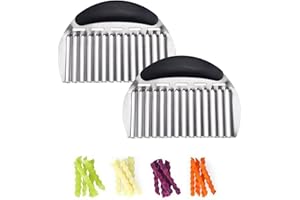 2 Pcs Crinkle Cutter Wavy Knife for Any Vegetable, Stainless Steel Crinkle Fry Slicer for Potato Carrot Vegetable
