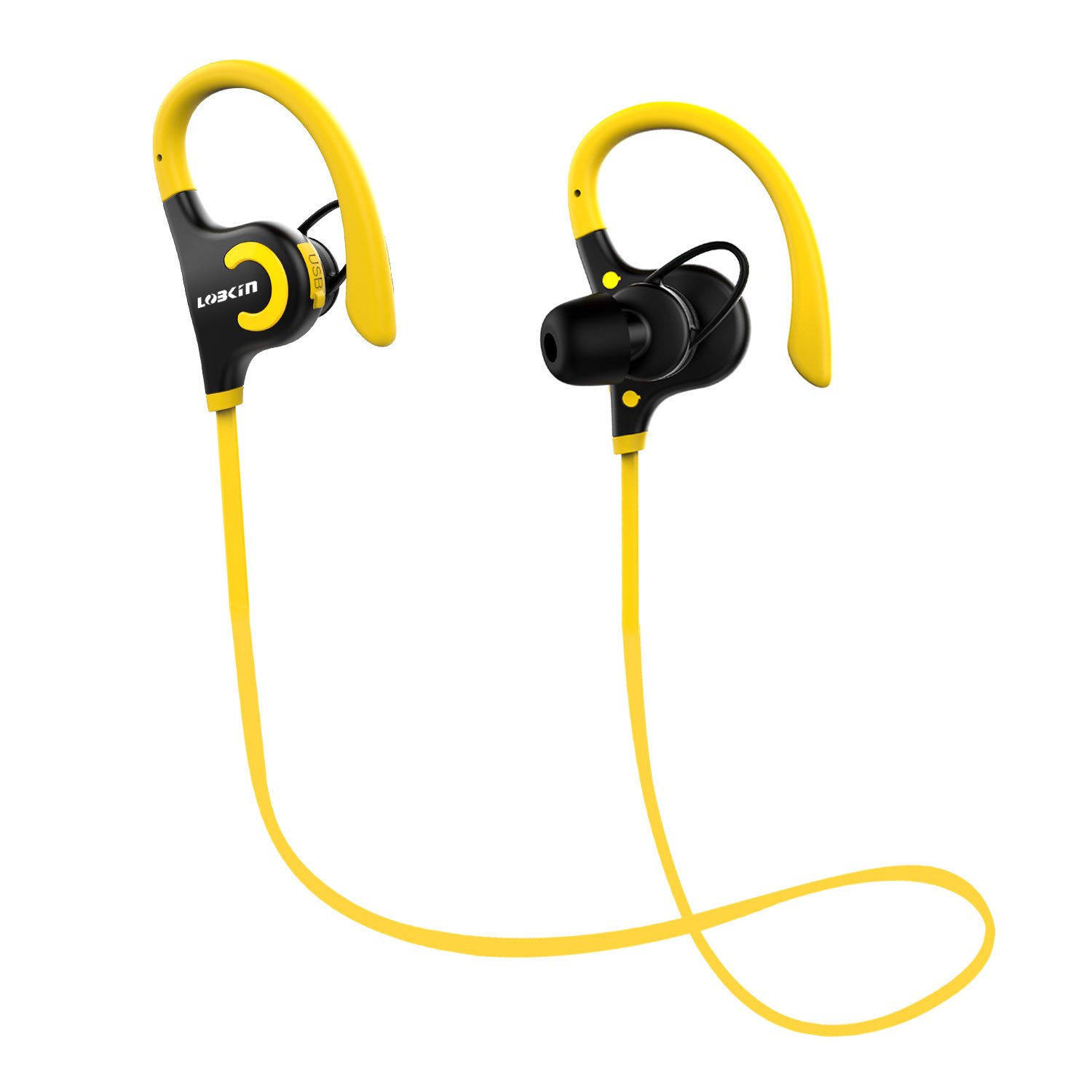Bluetooth Headphones, Lobkin Wireless Headset Bluetooth V4.1 Stereo In Ear Earbuds Noise Cancelling Headphones Sweatproof Sports Earphones with Mic (Yellow)