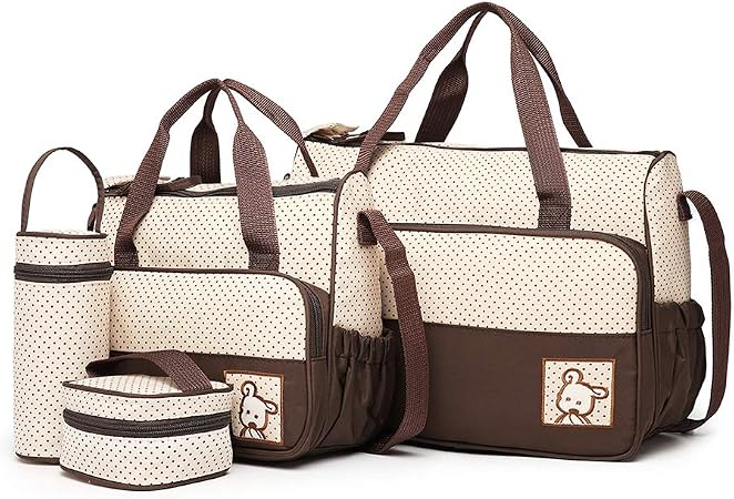 Ensemble 5pcs Sacs à Langer Bébé OHMG – Multifonction, Grande Capacité, Bandoulière + Tapis + Isotherme