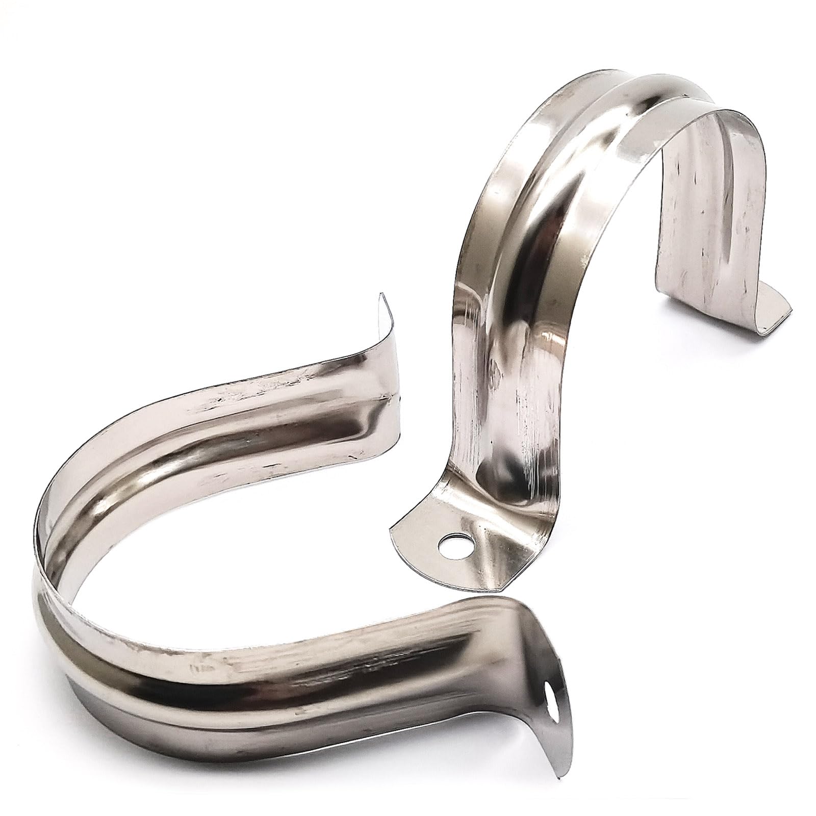 Nge 3inch Rigid Pipe Strap Clamp, Two Hole Strap,U Bracket Tube Clip, Stainless Steel Heavy Duty Pipe Fasten Holder, 10PCS