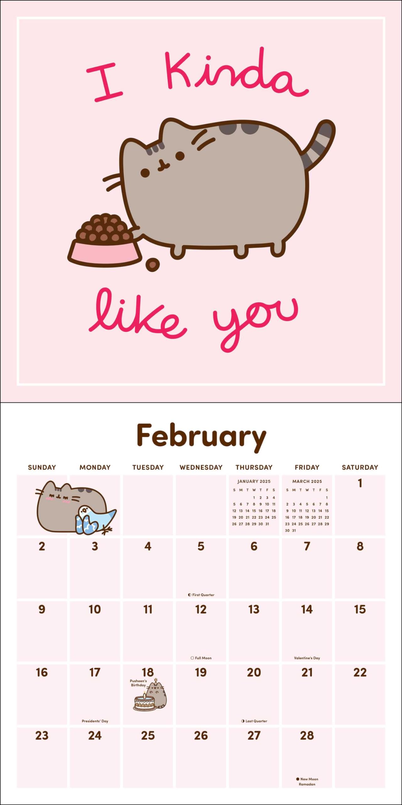 Pusheen 2025 Wall Calendar: Smile Every Day
