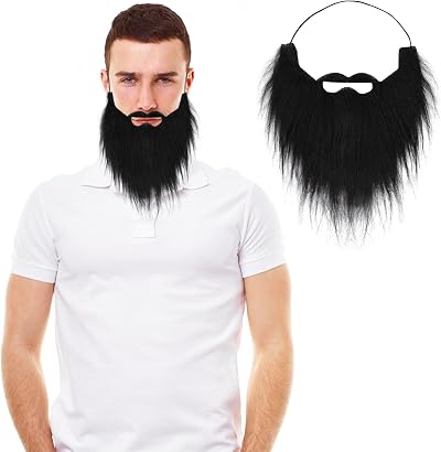 WLLHYF Black Fake Beard for Parties Cosplay Costume Prop Plush 30cm