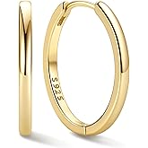 ChicSilver 925 Sterling Silver Huggie Hoop Earrings Small Hoop Earrings for Women Hypoallergenic Silver Huggie Earring Cartilage Earrings for Women (6/8/10/12/14/16/18/20MM)