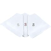 Initial Handkerchief for Men, Monogrammed Boxed 3 Piece Set,100% Cotton