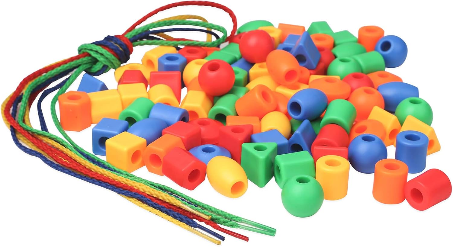 BMTOYS Threading Beads for 5 Year Olds, 70 Stringing Lacing Beads Crafts Toy with Travel Bag - Image 3