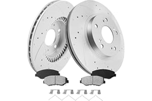 MOTOREVO Front Geomet Brake Rotors Kit Compatible with Civic [ 2013-2021, 281.6mm11.1in ] Automotive Replacement Vented Coated Discs and Ceramic Brake Pads 2013 2014 2015 2016 2017 2018 2019 2020 2021