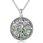 MEIDERBO Peace Sign Necklace for Women 925 Sterling Silver Sun Pendant Peace Symbol Jewelry for Birthday Christmas