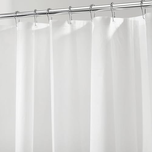 iDesign Shower Curtain with Magnetic Hem, Long Shower Curtain Made of Mould PEVA, Stylish and Water Repellent Shower Liner for Bathroom, Frost White, 183 x 183 cm, 183.00 x 183.00 cms