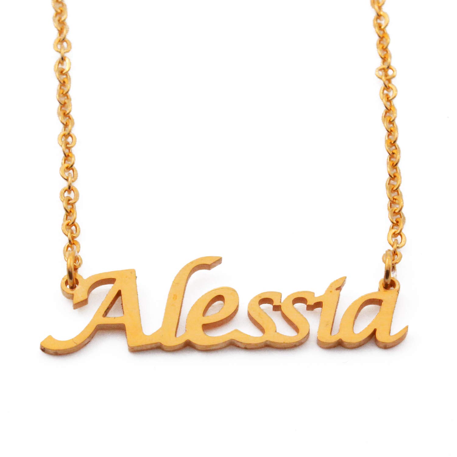 Kigu Alessia Personalised Name Necklace Adjustable Chain - 18ct Gold Plated - Incl Gift Packaging