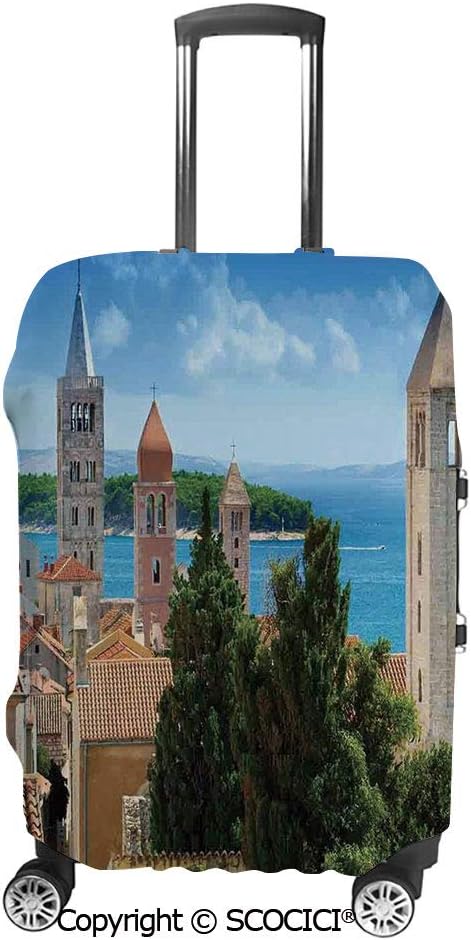 SCOCICI Aerial View of Old Town Croatia with Historical Towers Heritage Art Print Decor Suitcase Cover Protective Luggage Cover Customized Fits 19-32 Inch