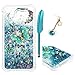 ZSTVIVA Galaxy J3 Case, J3 2017 Case, Liquid Glitter Cover Sparkle Love Heart Soft TPU Bumper with Pen and Dust Plug for Samsung Galaxy J3 - Blue Gold Butterfly
