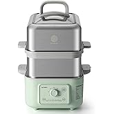 BUYDEEM G52 10.6 Quart 2-Tier Electric Food Steamer for 4-8 Servings, Vegetable Steamer for Cooking, 2-hour Keep Warm, 7 Pres