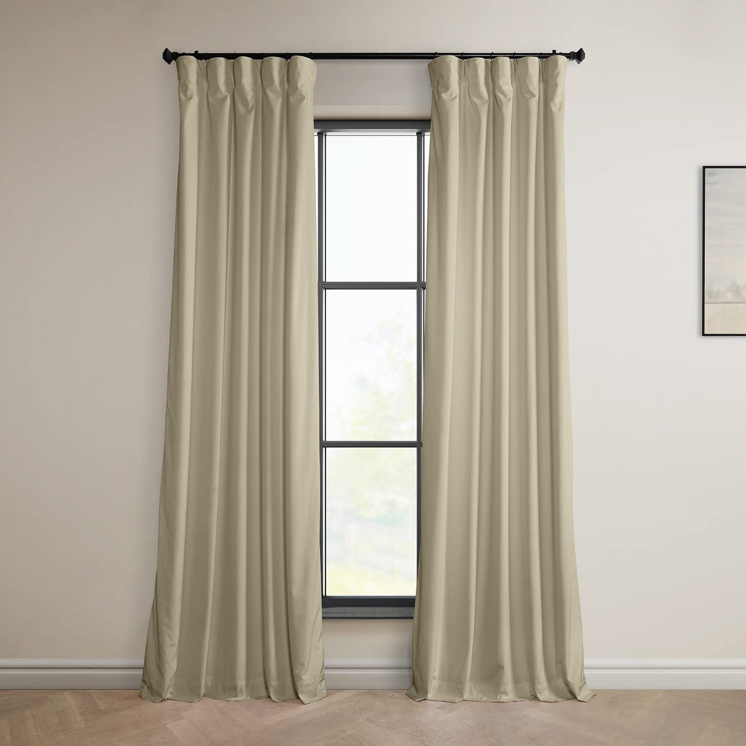 HPD Half Price Drapes Heritage Plush Velvet Curtains 120 Inches Long Room Darkening Curtains for Bedroom & Living Room 50W x 120L, (1 Panel), Macchiato Beige Image