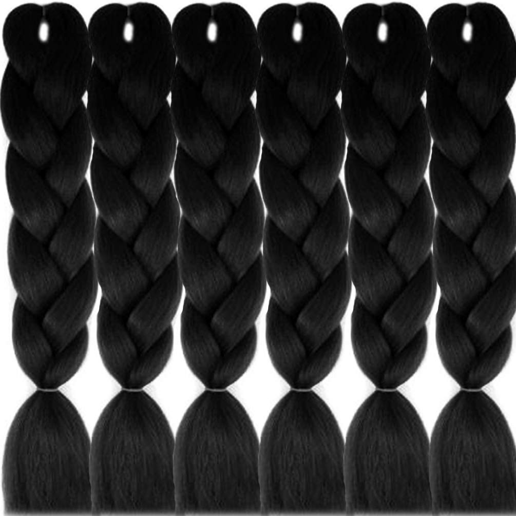 LDMY Braiding Hair, 6Bundles/pack Black Jumbo Braids Synthetic Kanekalon Hair for Braiding for Women 24inch