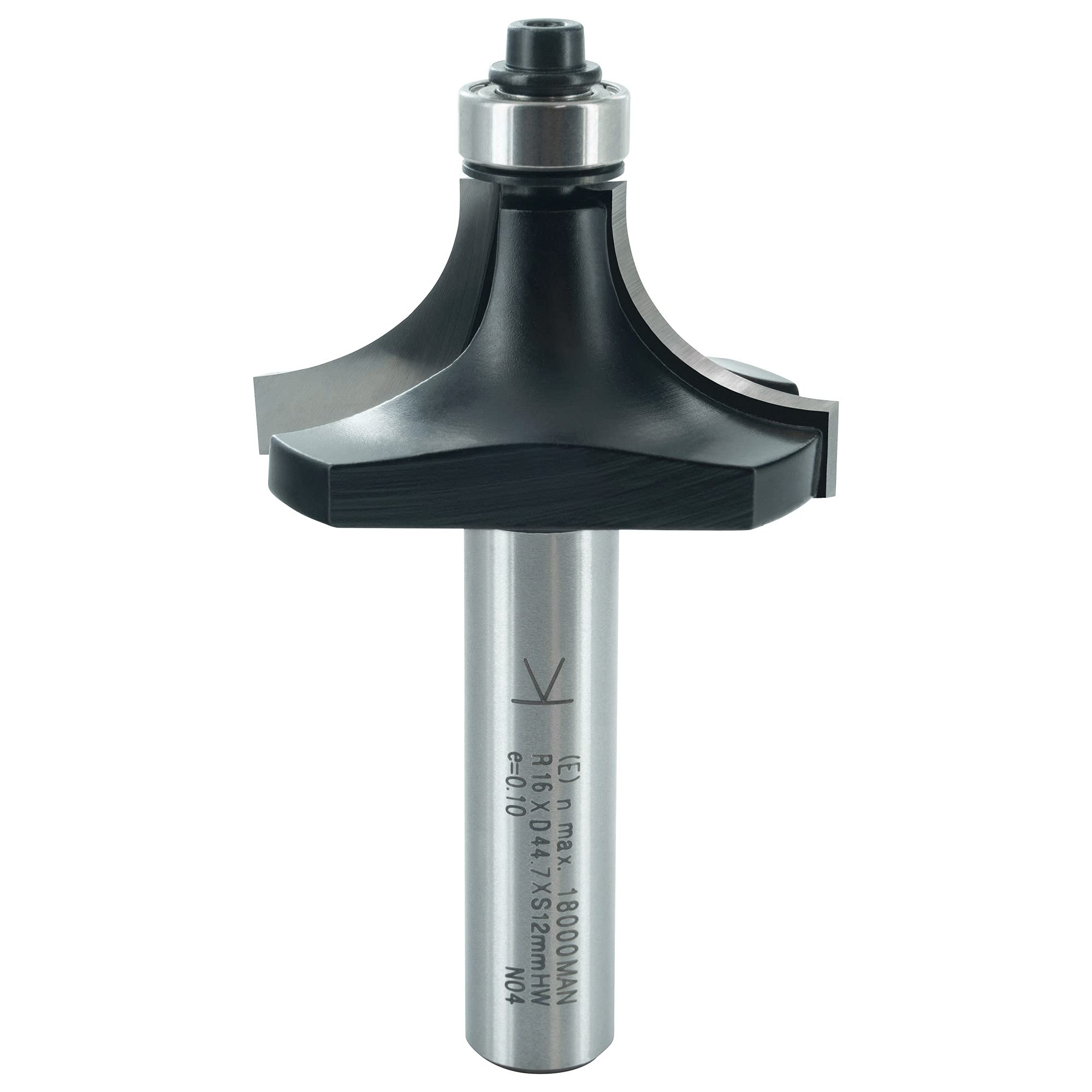 ENT 14382 Rounding Over Cutter TC Shank (S) 12 mm, Diameter (D) 44,7 mm, NL 22,2 mm, R 16 mm, SL 45 mm, with Ball Bearing