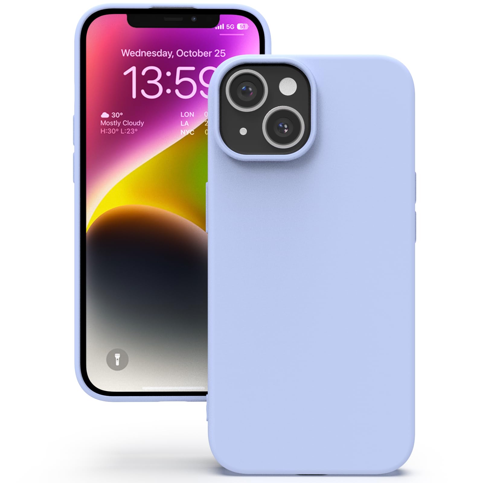 YATWIN Silicone Case for iPhone 14 Plus, Soft-Touch, Shockproof, DustProof, Antiskid Full Body Armour Phone Cover for Apple iPhone 14 Plus - Lilac