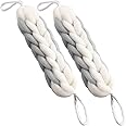 AARAINBOW 2 Packs Upgraded Long Stretch Back Sponge with Rope Handles Back Scrubber Bath Shower Mesh Sponge Exfoliating Body Scrub Stretch Braided Loofah for Men Women Loofah Rope (2 Gray)