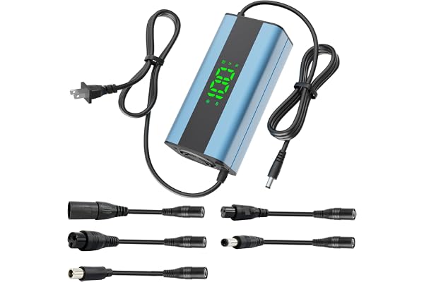 42V 2A Electric Scooter Charger 5 in 1 Plugs Universal,for 36V Electric Scooter Ebike Lithium Battery, Smart Display, Fast Ch