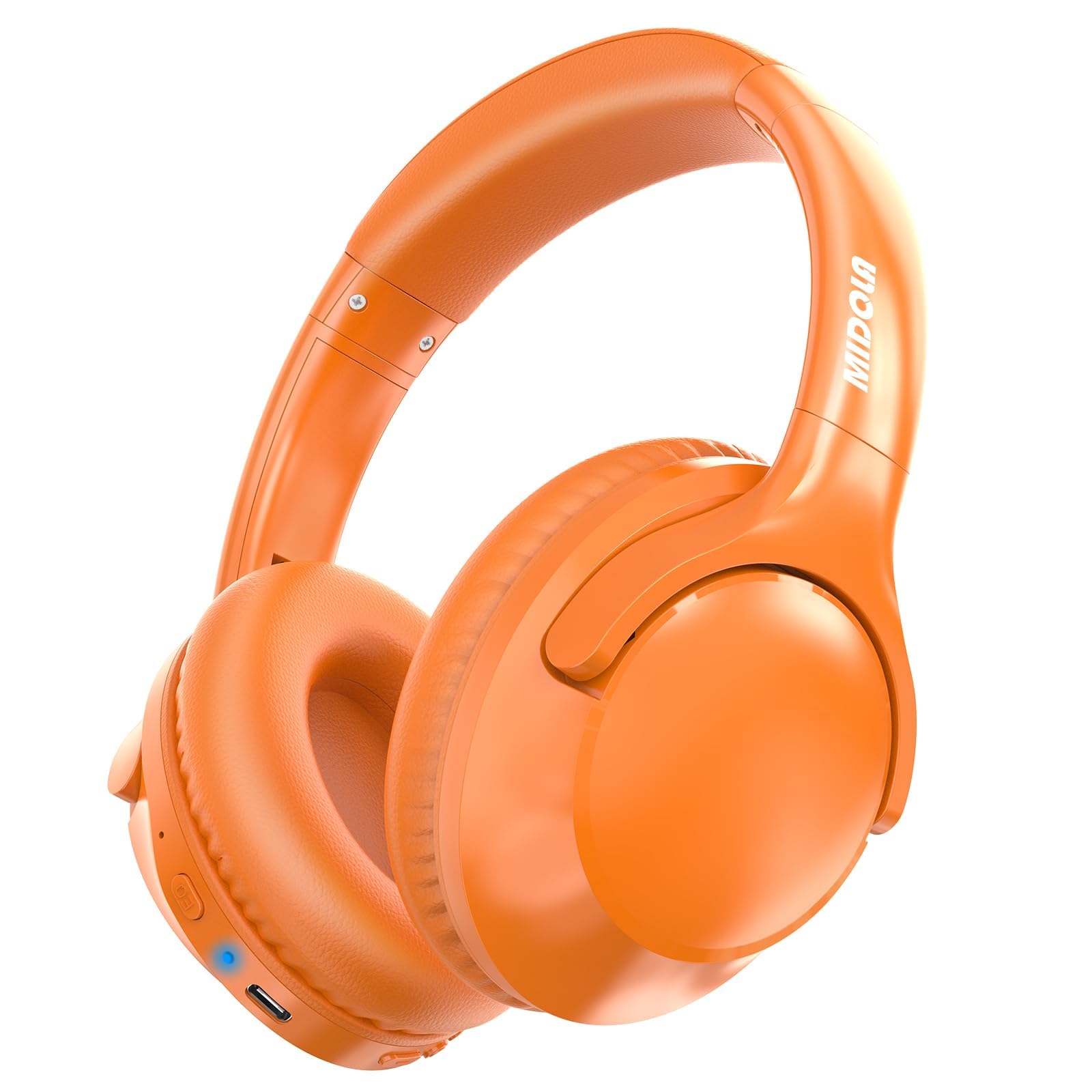 Photo 1 of ***(HEAVILY USED/ MINOR DAMAGE)***MIDOLA Bluetooth Headphones Over Ear 68H Playtime 6 EQ Wireless Headset with Microphone HiFi Stereo Foldable Lightweight Deep Bass for Travel Home Office Cellphone Orange
