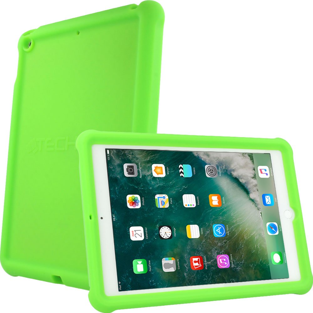 TECHGEAR Bumper Case fits iPad 9.7" 6th Generation 2018 / 5th Generation 2017, Rugged Shock Proof Soft Silicone Protective Easy Grip Case + Screen Film - Kids & School Friendly Case