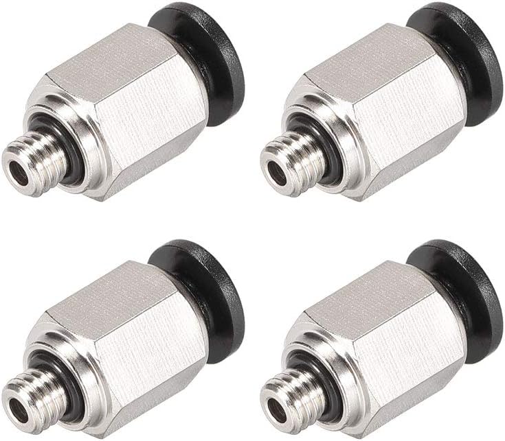 sourcing map Straight Pneumatic Push to Quick Connect Fittings M5 Male X 4mm Tube OD Silver Tone 4pcs, M5 x 4mm