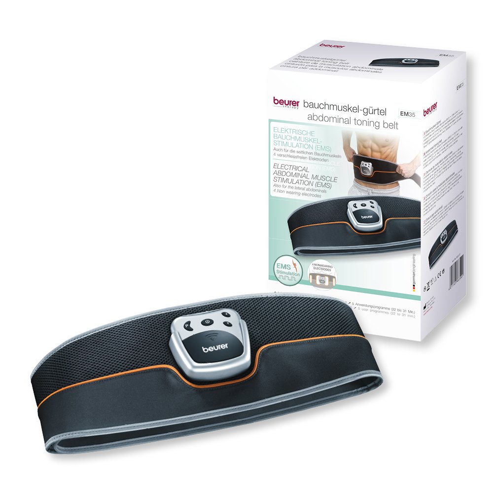 Beurer EM35 Abdominal Muscle Toning Belt - EMS training defines and strengthens abdominal muscles - 5 pre-set training programmes - Adjustable intensity - Adjustable fit for waists 75cm - 140cm