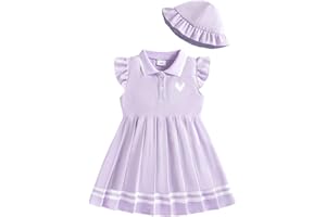 Yhnslsf Toddler Girls Summer Dress Flutter Sleeve Polo Pleated Dresses Kids Baby Girl Sport School Outfits Clothes Size 2T-8T