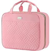 BAFAMYE Toiletry Bag Travel Bag with Hanging Hook, Water-Resistant Makeup Cosmetic Bag Organizer for Accessories, Full-Size Shampoo and Toiletries, Large, Light Pink, BAF-019