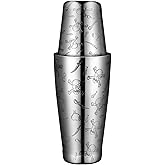 Stainless Steel Boston Shaker with Etched Pattern Weighted Shaking Tin Set 18 & 28oz Pattern Cocktail Shaker Set Two-Piece Heavy Metal Boston Tins Only (Style1 skull)