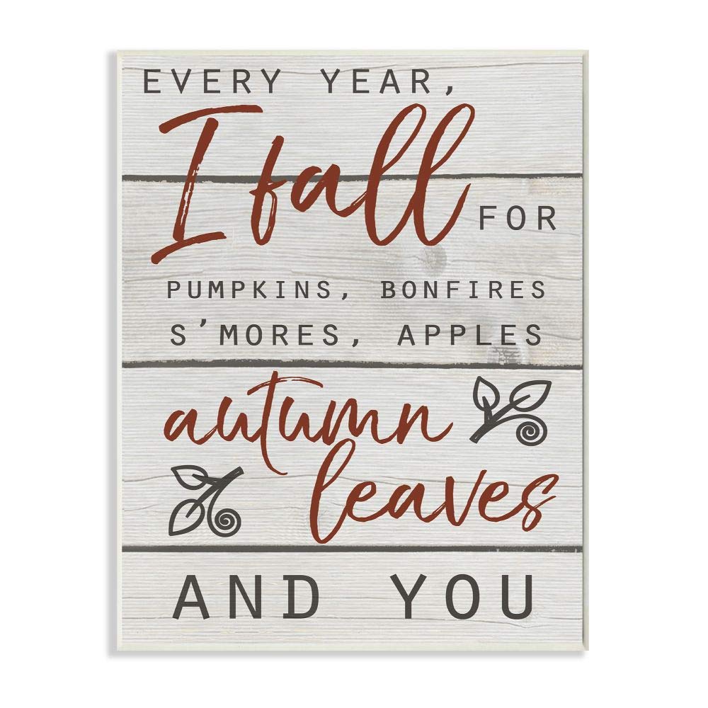 Stupell IndustriesEvery Year I Fall for You Red and Grey Typography Wall Plaque, 10 x 15, Design by Artist Daphne Polselli