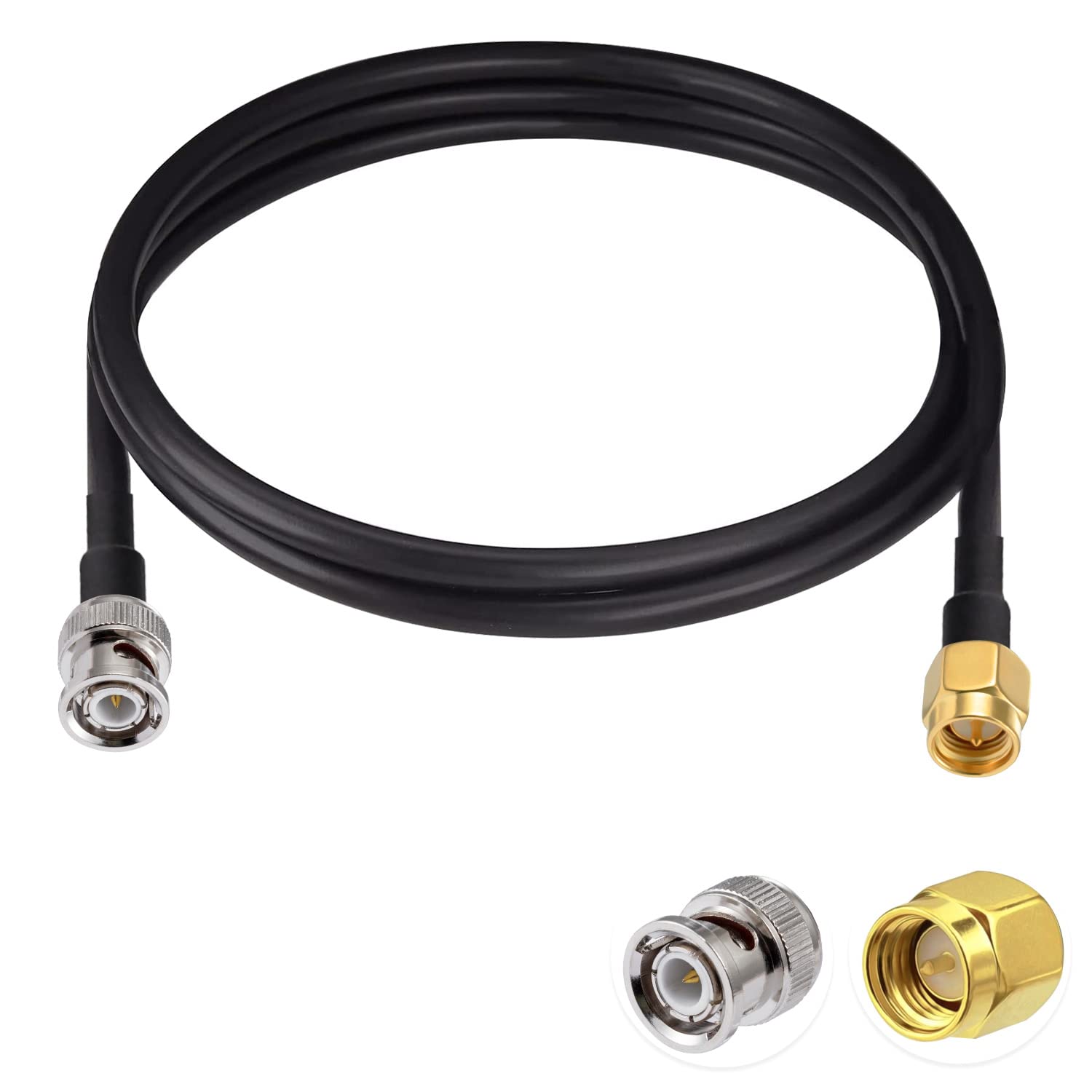 Vecys SMA Male to BNC Male RF Coaxial Cable 50ohm SMA to BNC RG58 Jumper Cable 6.5ft/2m for Antennas Ham radio Wireless LAN Devices Wi-Fi Radios